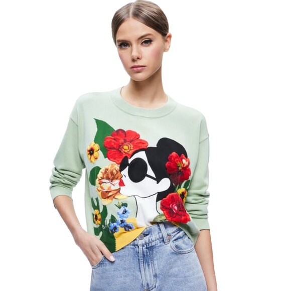 ALICE + OLIVIA GLEESON STACE FACE PULLOVER SIZE L NEW